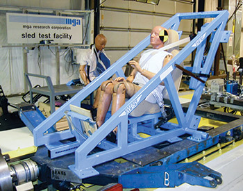 Oregon Aero High-G Safety Set being tested at the MGA research Laboratory